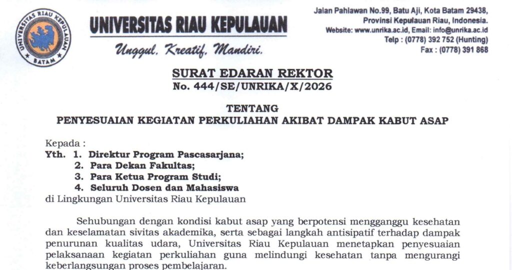 2026. se 444. penyesuaian kegiatan perkuliahan akibat dampak kabut asap page 0001